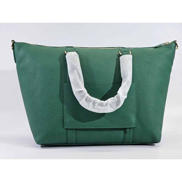 Maison de Sabre Large Leather Weekender Bag Emerald Green Duffel Tote Carry On - Picture 11 of 17